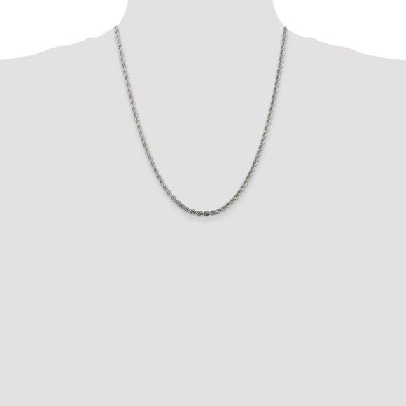3mm Sterling Silver Solid Rope Chain Necklace, 22 Inch